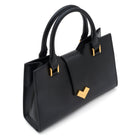 Mario Valentino black calf leather handbag gold-tone hardware MV logo detail