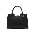 Mario Valentino black calf leather structured handbag smooth leather back view