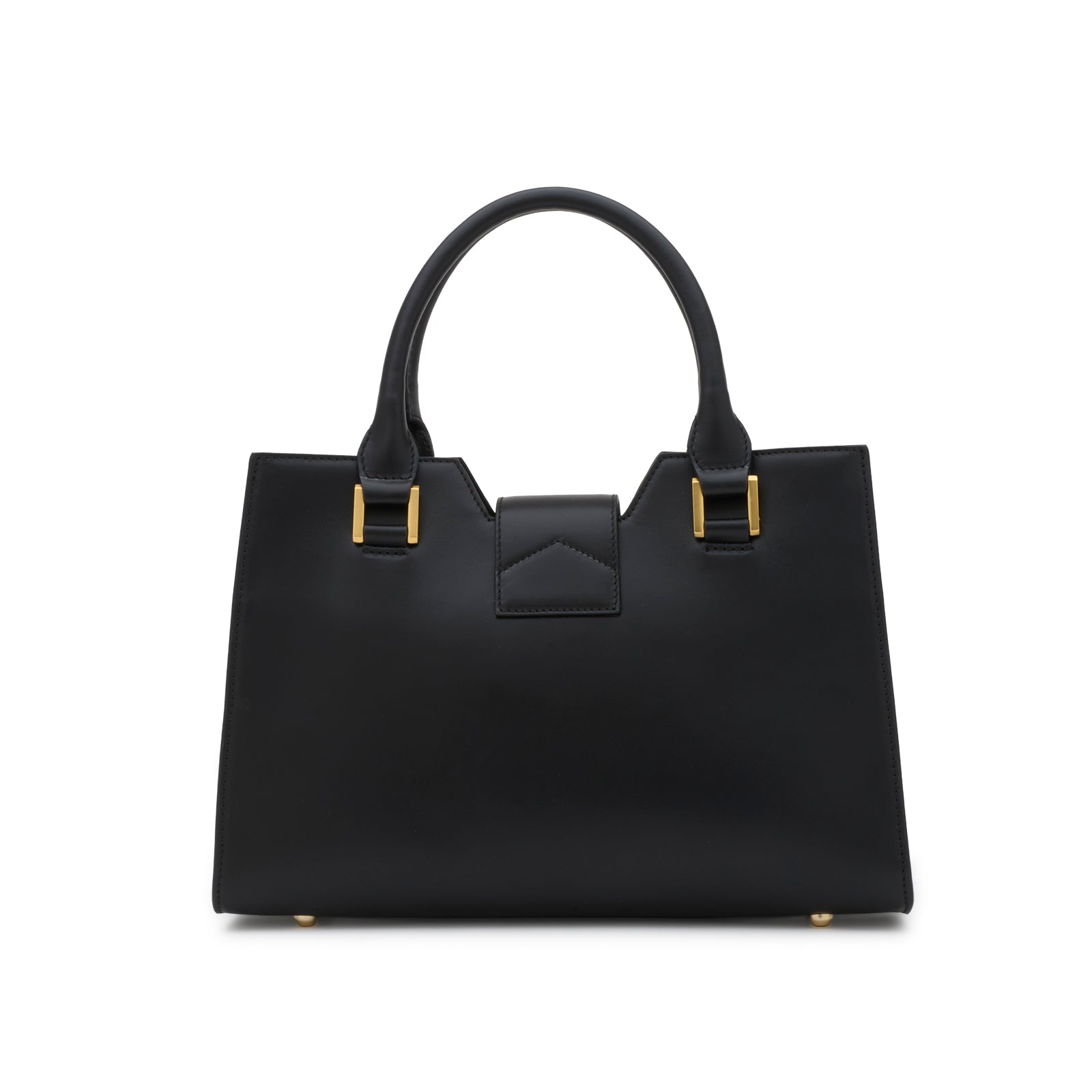 Mario Valentino black calf leather structured handbag smooth leather back view