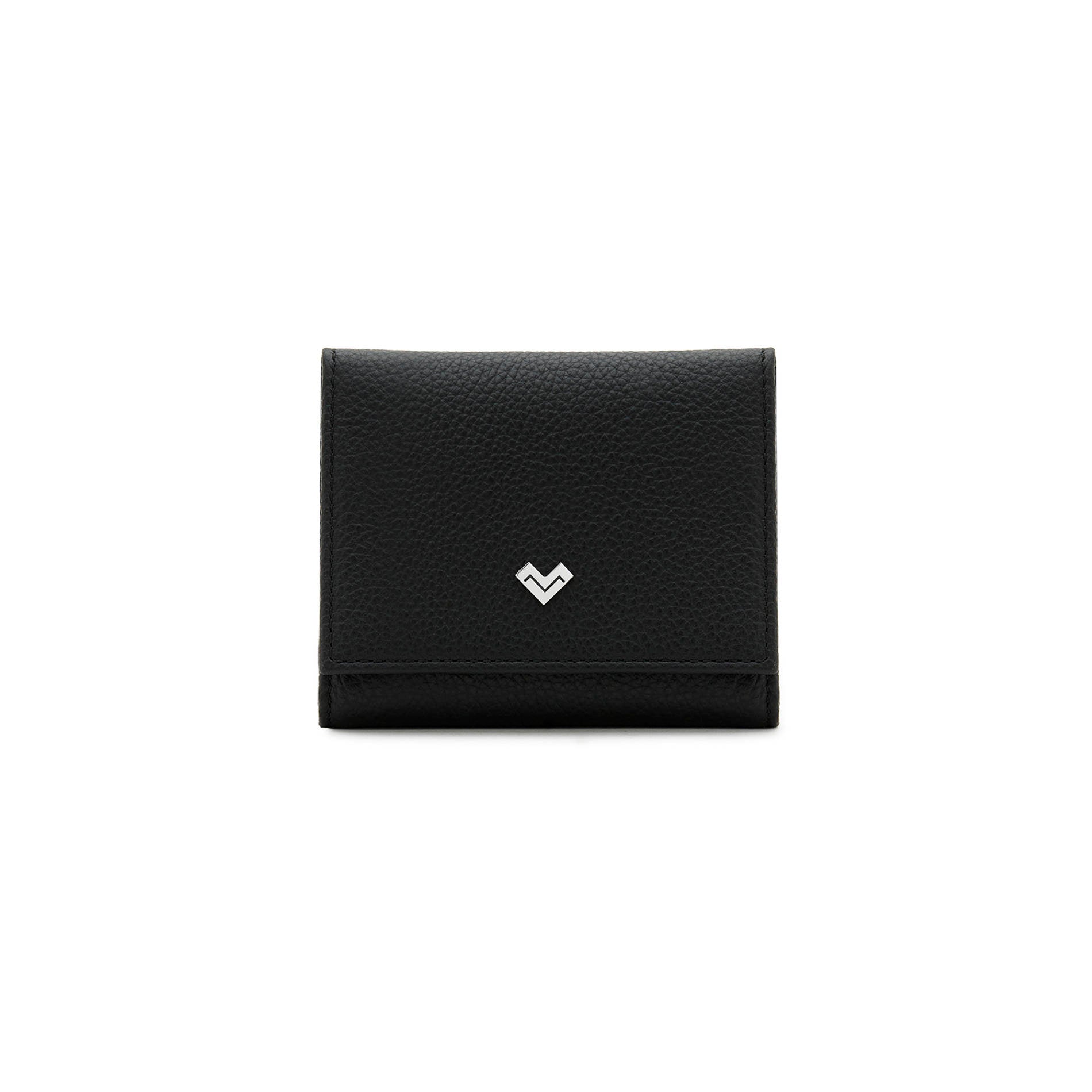 Mario Valentino Black Grained Calf Leather Compact Wallet