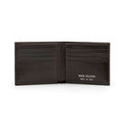 Mario Valentino brown leather wallet interior with eight card slots, banknote compartment and inner pockets.