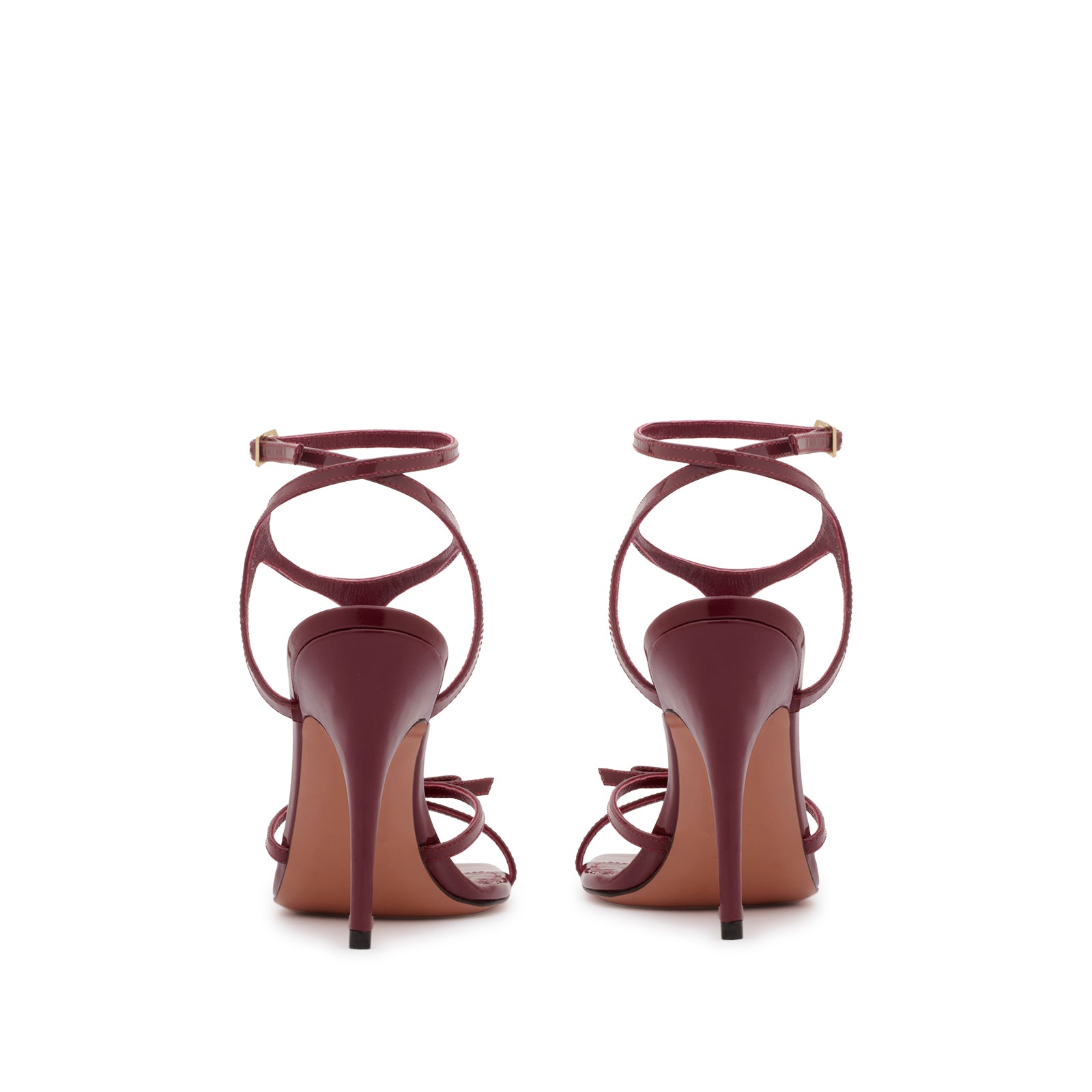 Mario Valentino Cindy sandals back view with adjustable ankle strap and 55mm heel