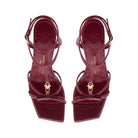 Mario Valentino Cindy patent leather sandals top view with square toe and straps