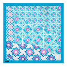 Mario Valentino floral silk scarf in turquoise, pink and white, abstract print square scarf 88x88, lightweight pure silk made in Italy