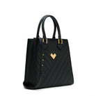 Mario Valentino Icon Large Matelassé bag in black calf leather, front view