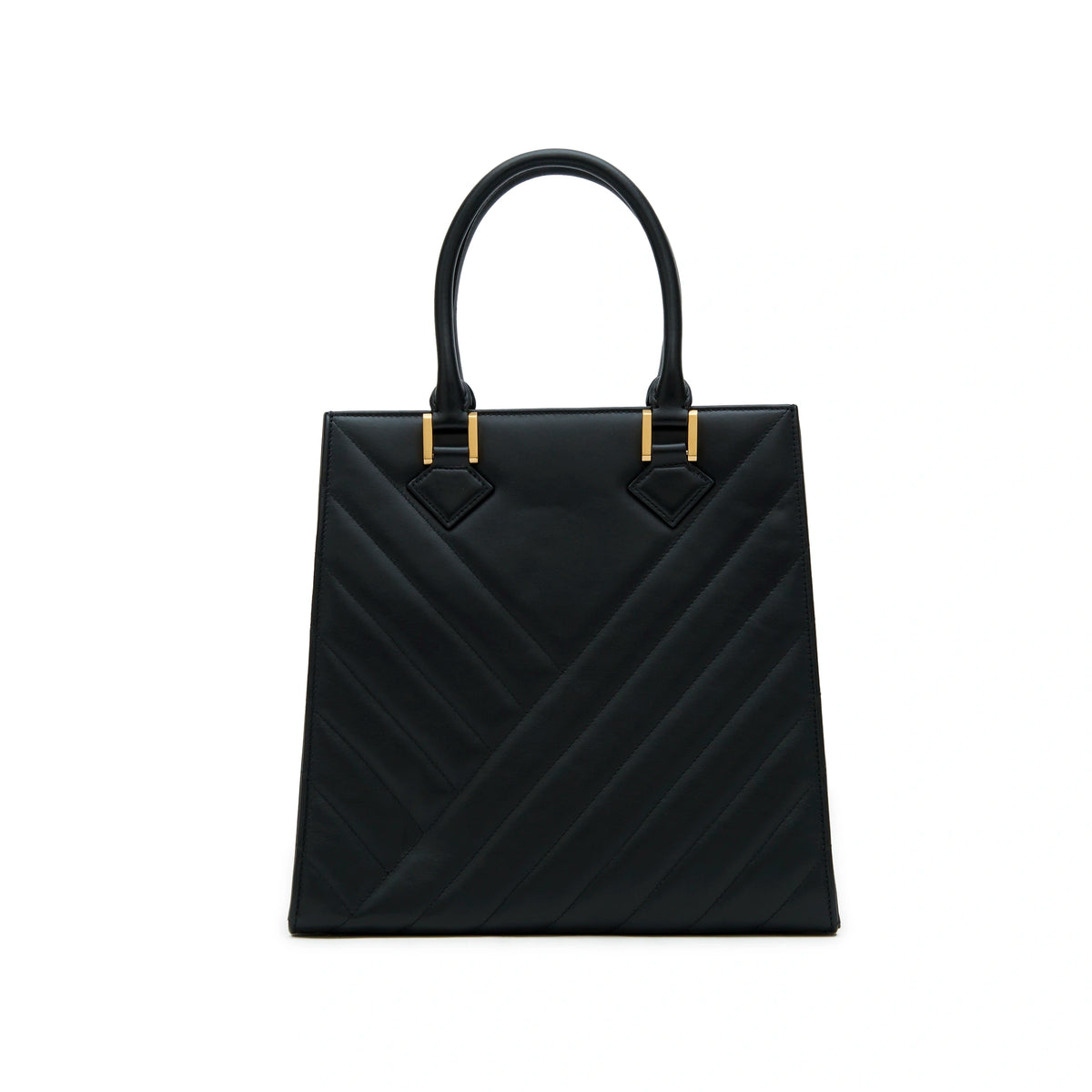 Mario Valentino Icon Large Matelassé bag in black calf leather, back view