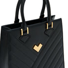 Mario Valentino Icon Large Matelassé bag in black calf leather, accessories details