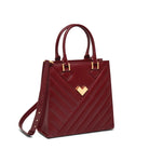 Mario Valentino Icon Large Matelassé bag in bordeaux calf leather, front view