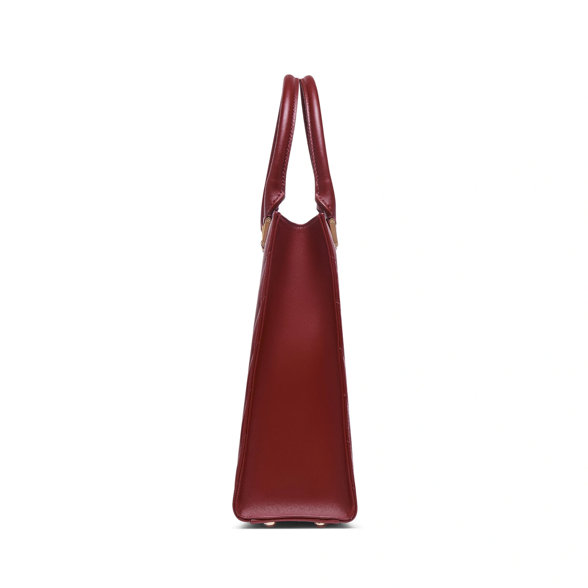Mario Valentino Icon Large Matelassé bag in bordeaux calf leather, lateral view