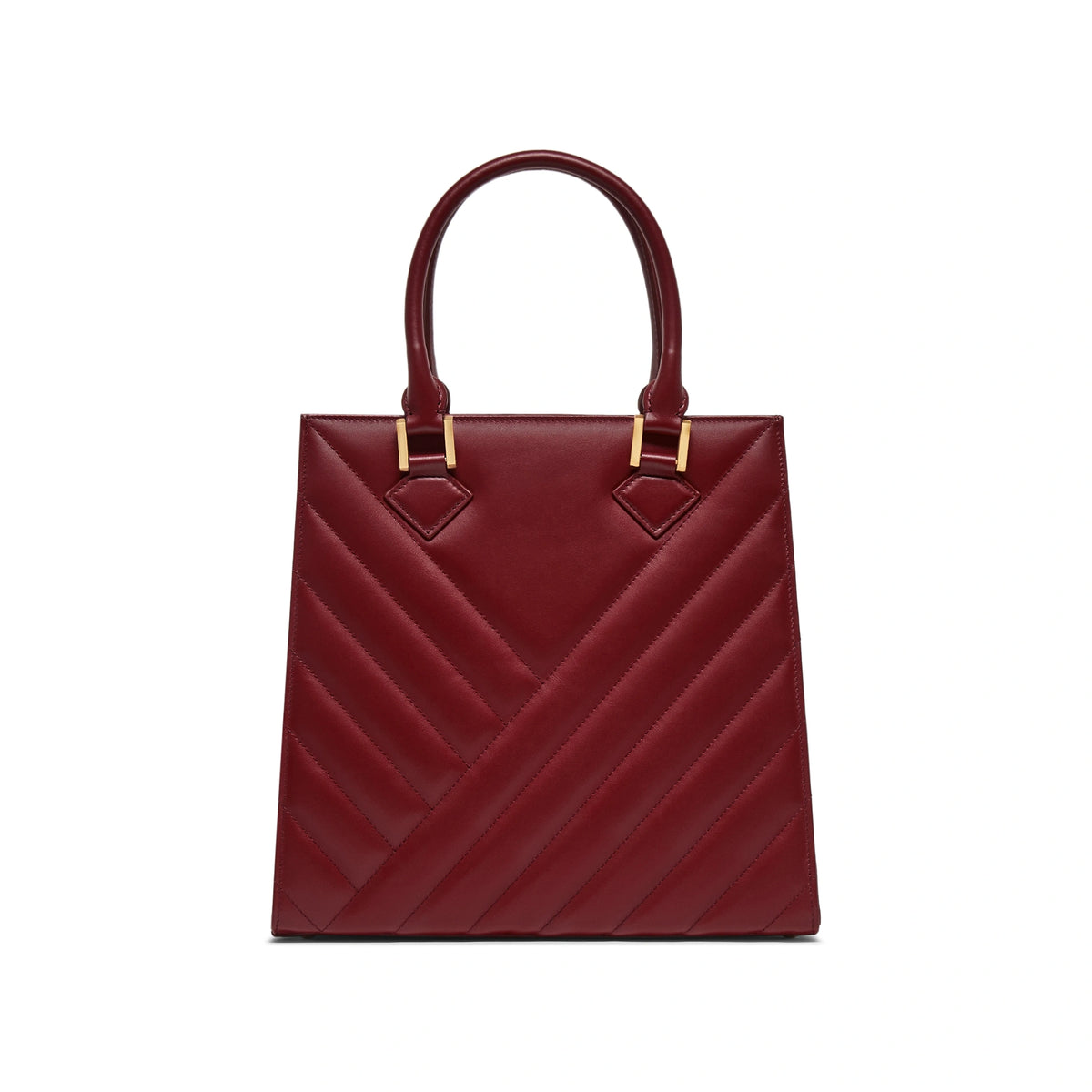 Mario Valentino Icon Large Matelassé bag in bordeaux calf leather, back view