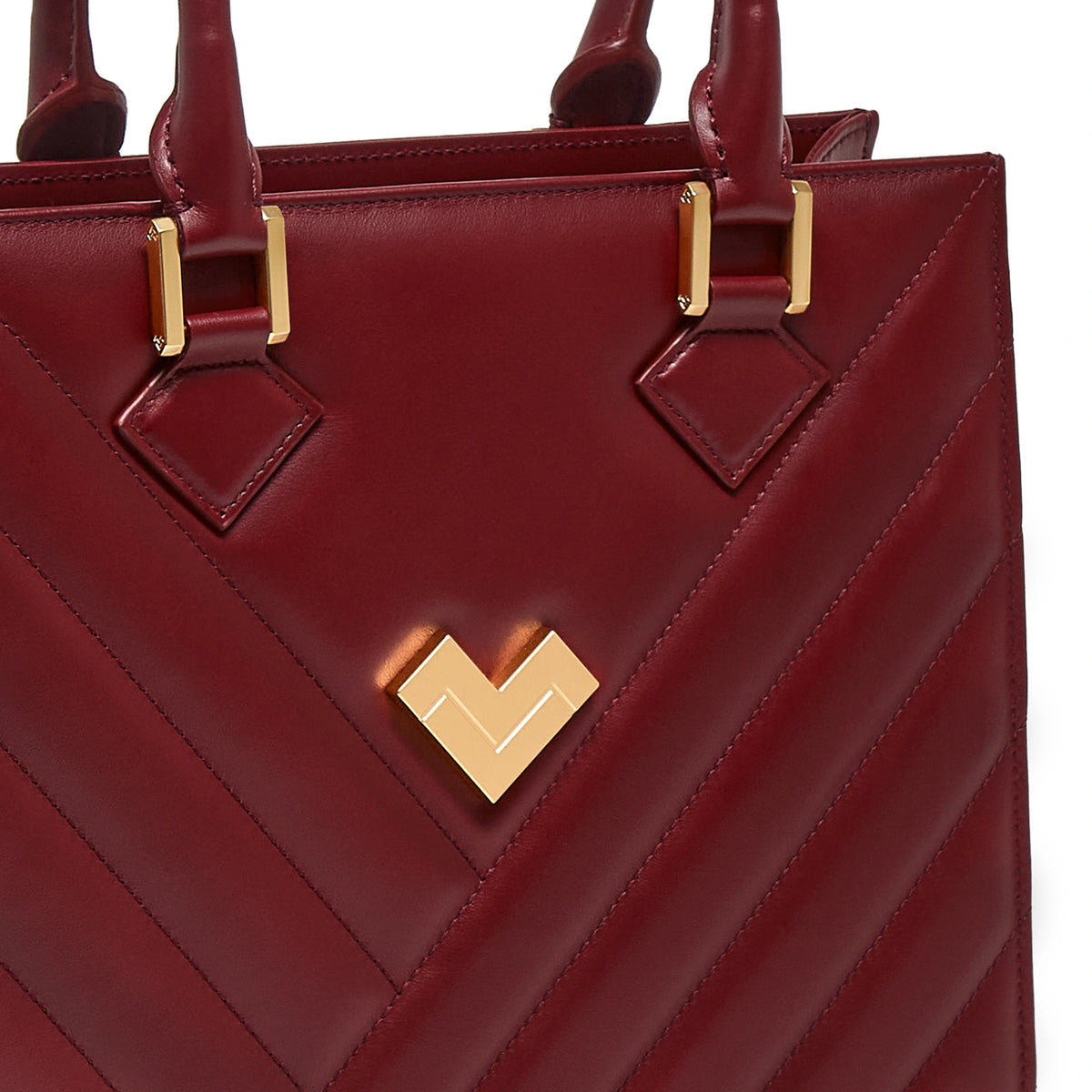 Mario Valentino Icon Large Matelassé bag in bordeaux calf leather, accessories details