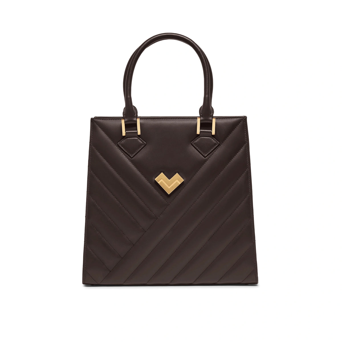 Mario Valentino Icon Large Matelassé bag in moro calf leather, front view
