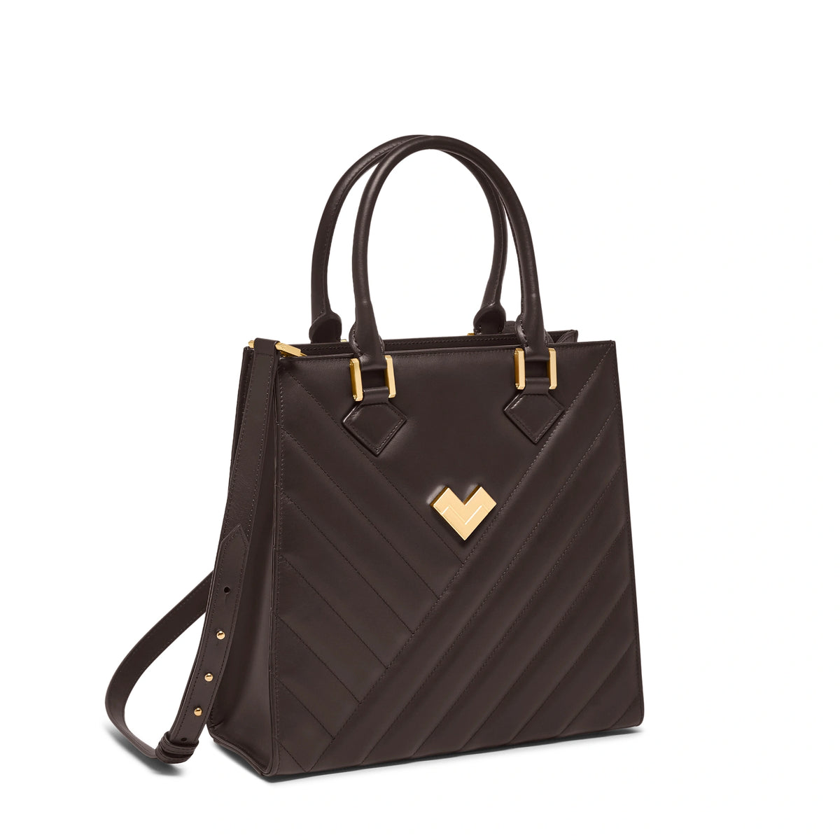 Mario Valentino Icon Large Matelassé bag in moro calf leather, front view
