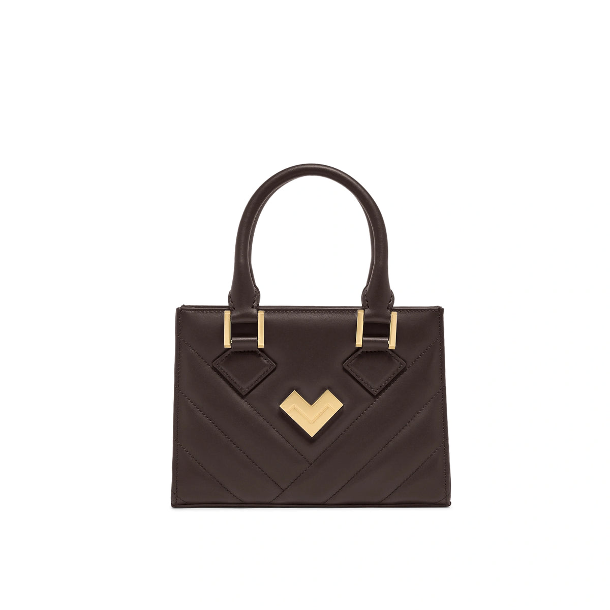 Mario Valentino Icon Mini Matelassé bag in moro calf leather, front view