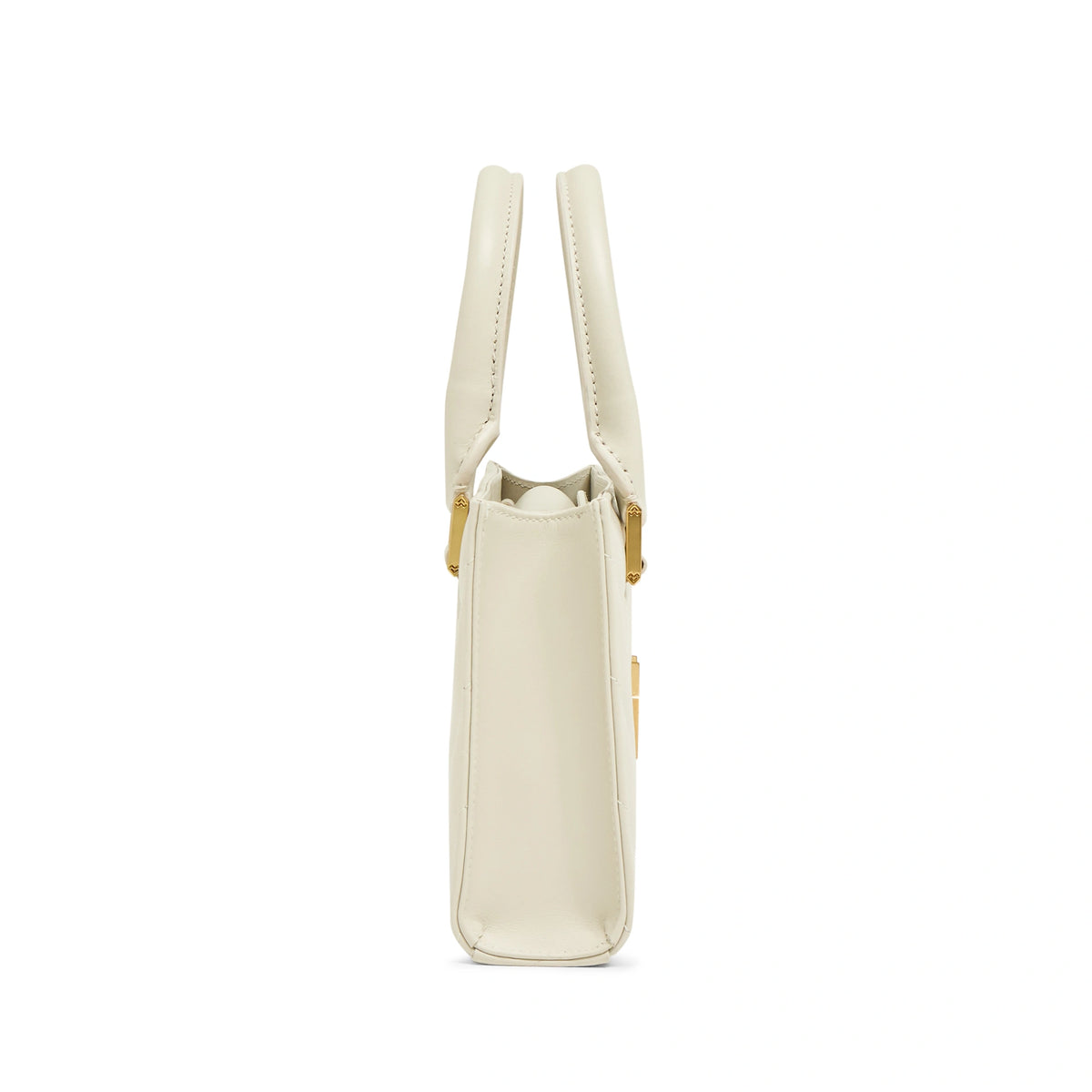 Mario Valentino Icon Mini Matelassé bag in off-white calf leather, lateral view