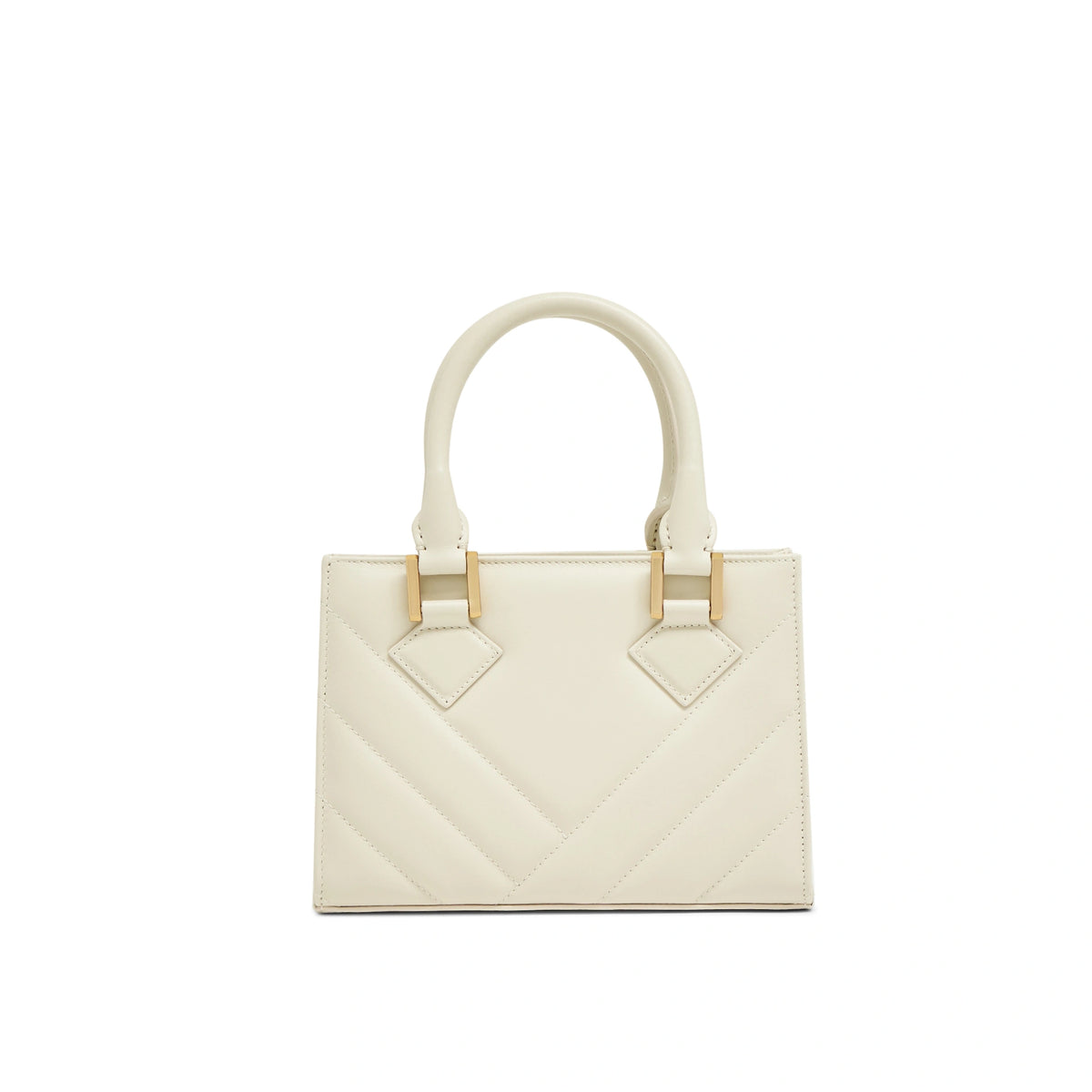 Mario Valentino Icon Mini Matelassé bag in off-white calf leather, back view