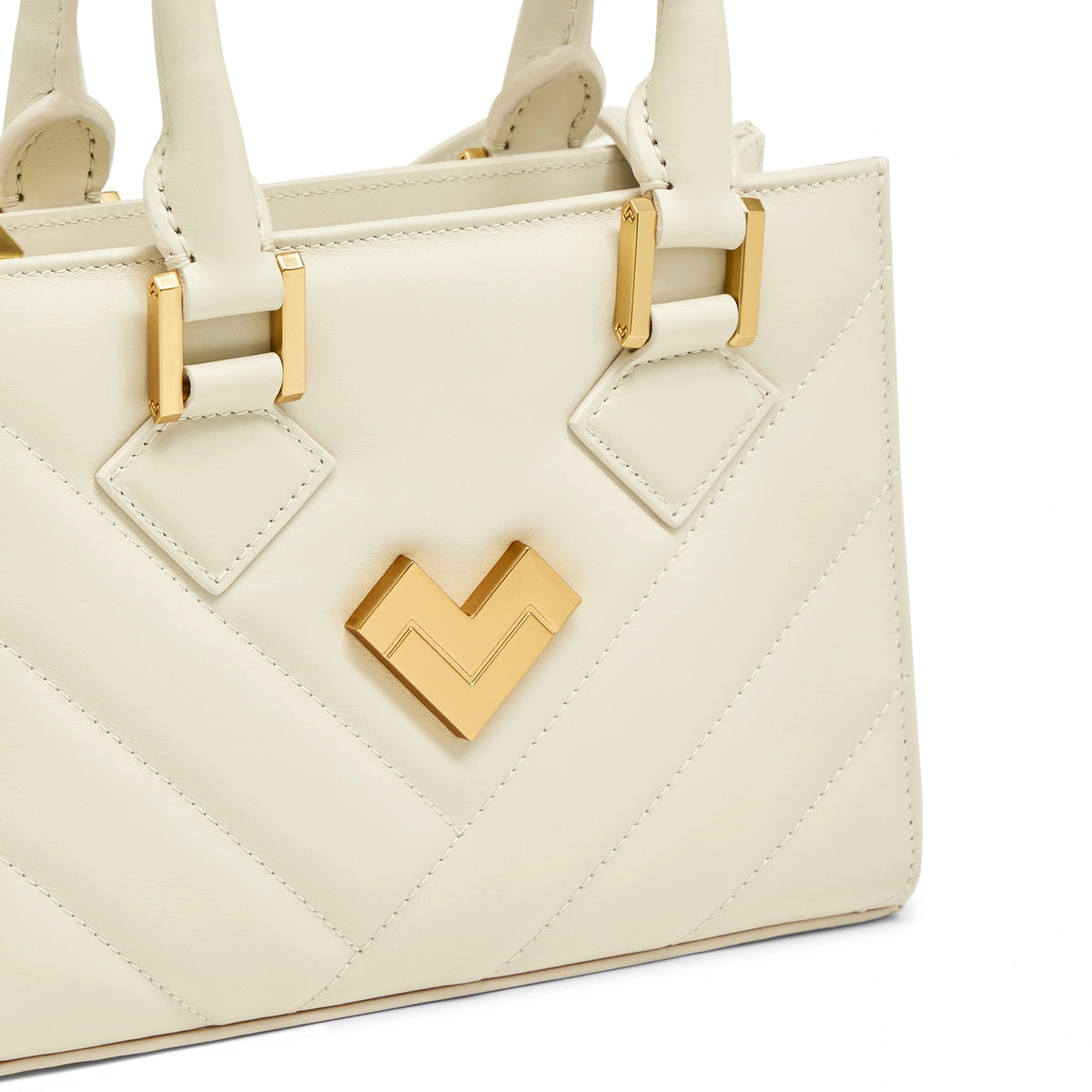 Mario Valentino Icon Mini Matelassé bag in off-white calf leather, accessories details