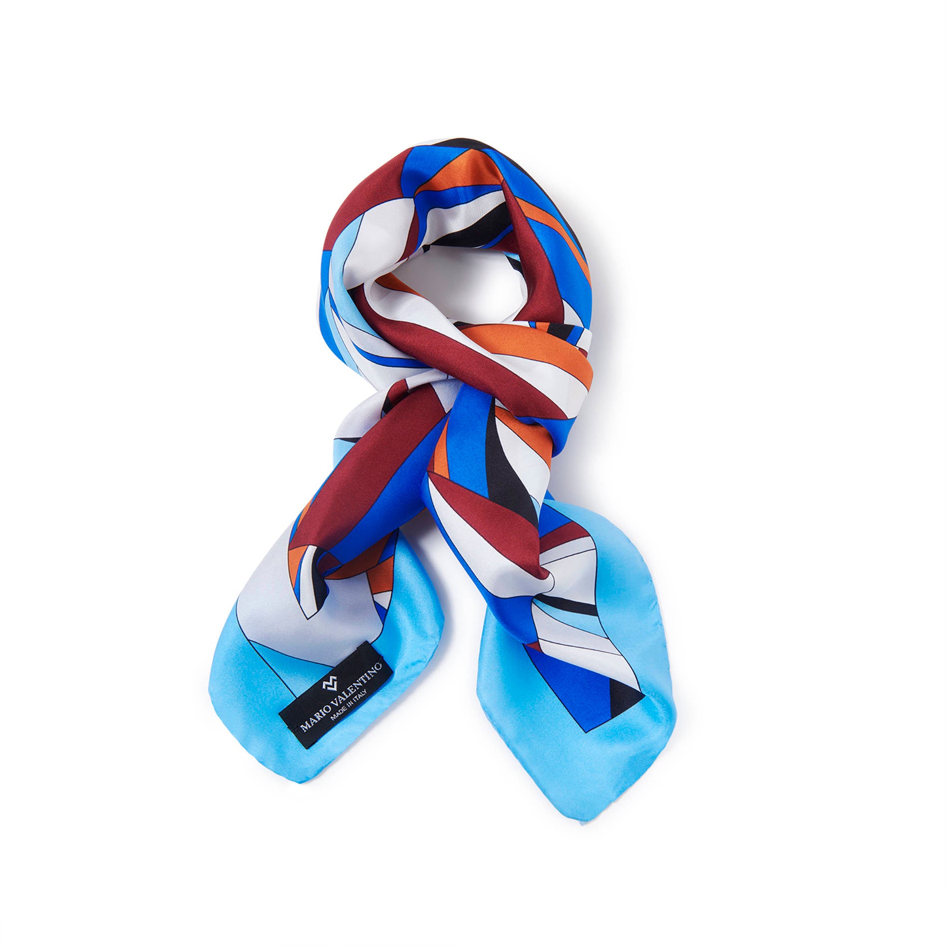 Pure silk scarf for everyday styling, geometric print foulard lightweight and fluid