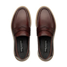 Close-up of the hammered calfskin leather on Mario Valentino shoes