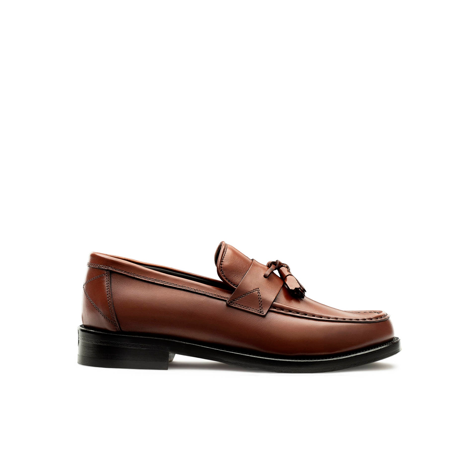 Mario Valentino mens tassel loafer cuoio calfskin leather sole Italian dress shoe front view