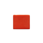 Mario Valentino red hair-on leather wallet back view, minimalist compact design with refined stitching.
