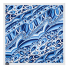 Pure silk foulard with abstract motifs in vibrant tones. Light, soft and contemporary.