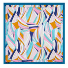 Mario Valentino pastel geometric silk scarf worn around the neck, lightweight designer foulard made in Italy