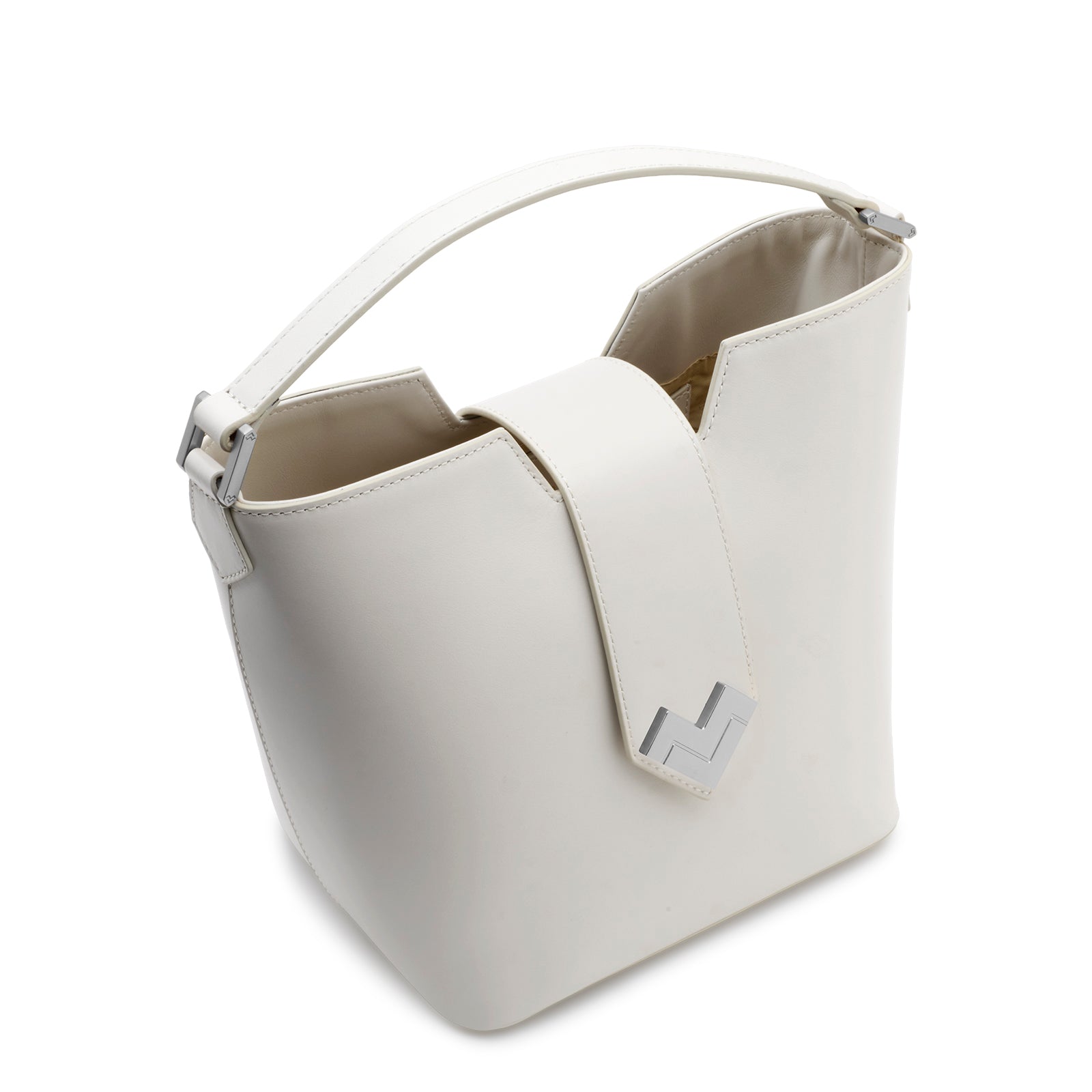 Mario Valentino White Leather Bucket Bag | New Collection