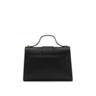 Back view of Mario Valentino black leather top handle bag with clean structured design