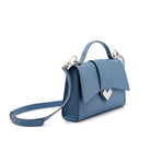 Mario Valentino light blue leather top handle bag with structured shape, top handle and adjustable shoulder strap