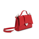 Mario Valentino red calf leather top handle bag with structured shape, top handle and adjustable shoulder strap