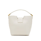 Mario Valentino ivory calfskin structured handbag clean back view minimalist design