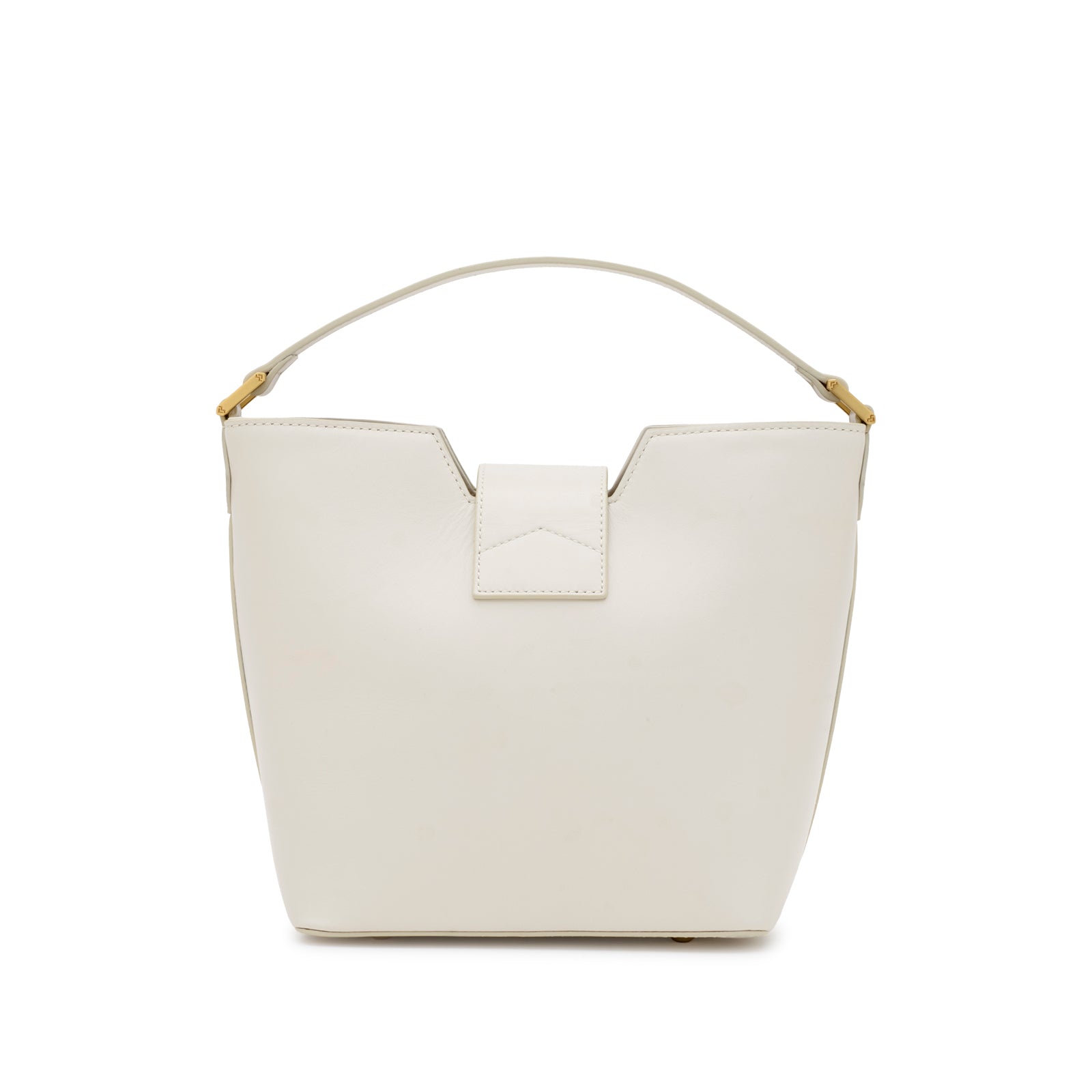 Mario Valentino ivory calfskin structured handbag clean back view minimalist design
